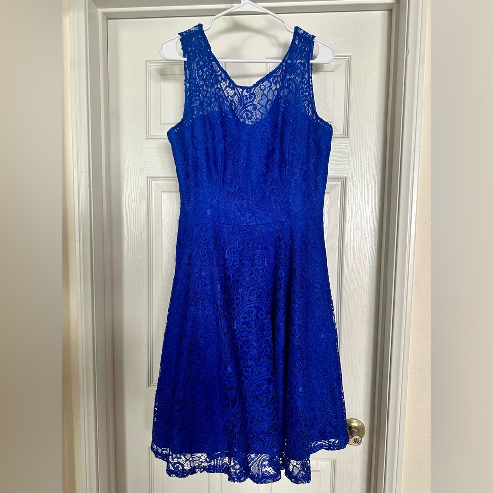 Ivnis royal blue lace A-like cocktail/bridesmaid: Size XL